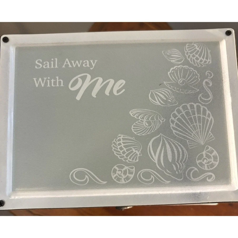 Coastal Set of 3 Wooden Decorative Storage Boxes w/ Lid, Nautical Floral Design